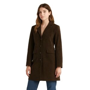 GIACCA VINTAGE Y2K Animal Print Faux Suede Trench Coat Brown M‎ Boho Chic